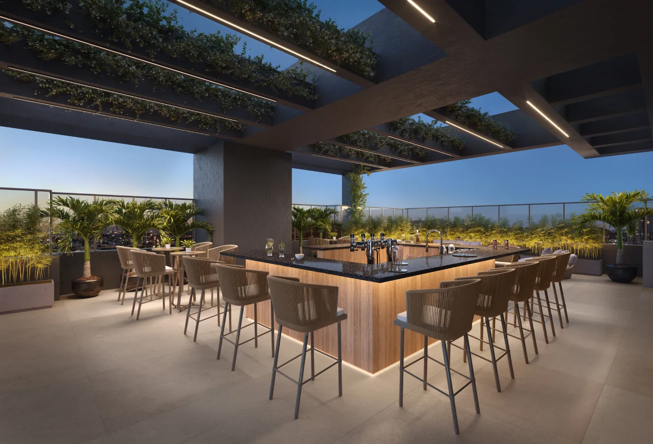 Symmetry Residence em Alphaville — spa e área de relaxamento